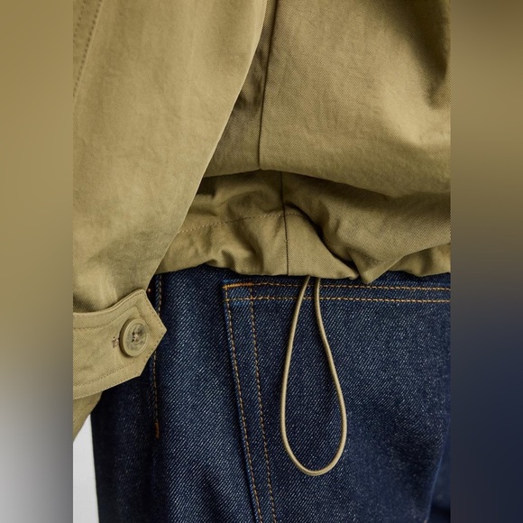 ZARA NWOT Men's Khaki Cropped Trench coat, Size XL - Picture 4 of 13